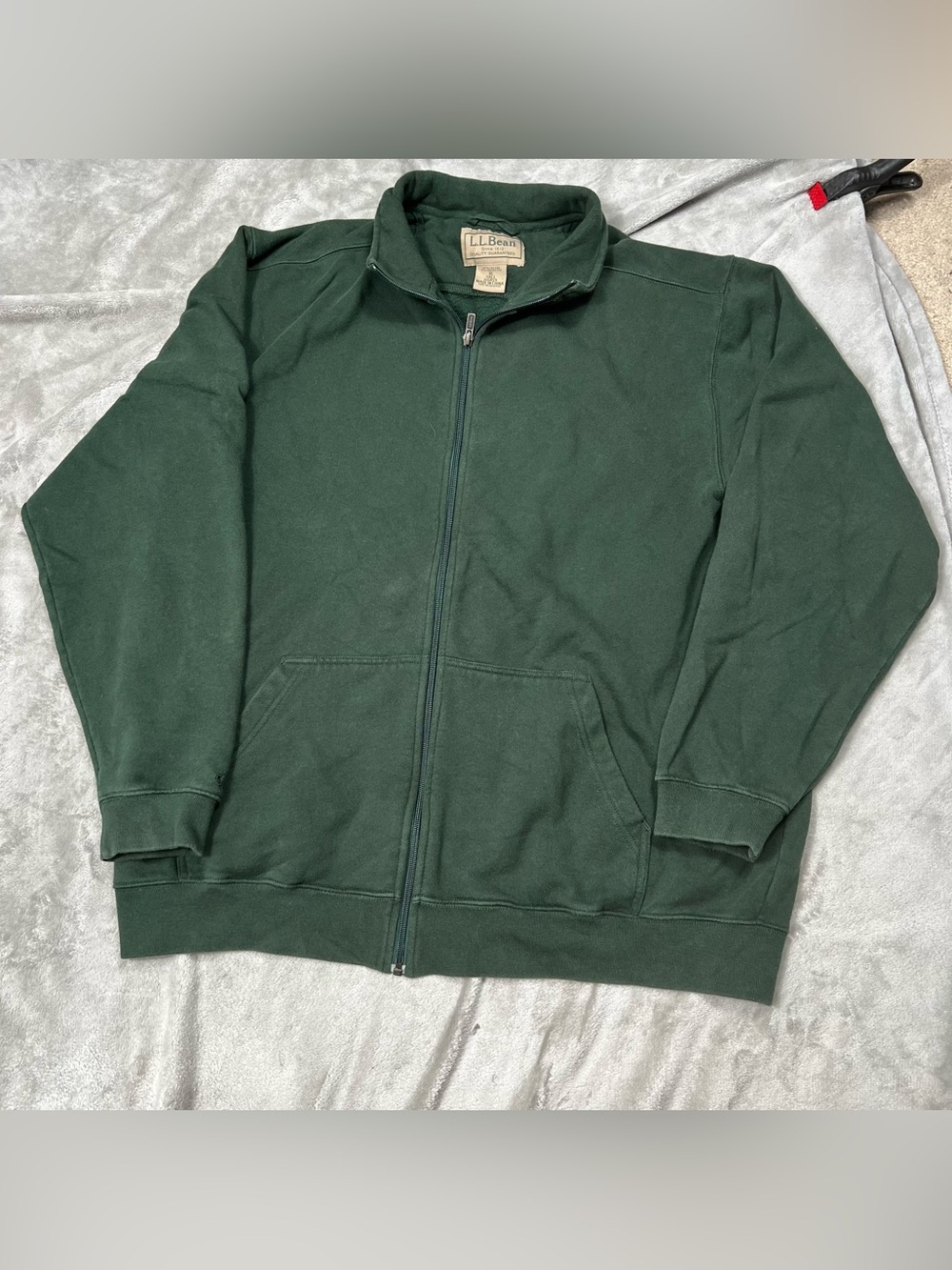 LL Bean Full Zip Sweatshirt Mens XLT Green Jacket Cotton Outdoors OGRS9
